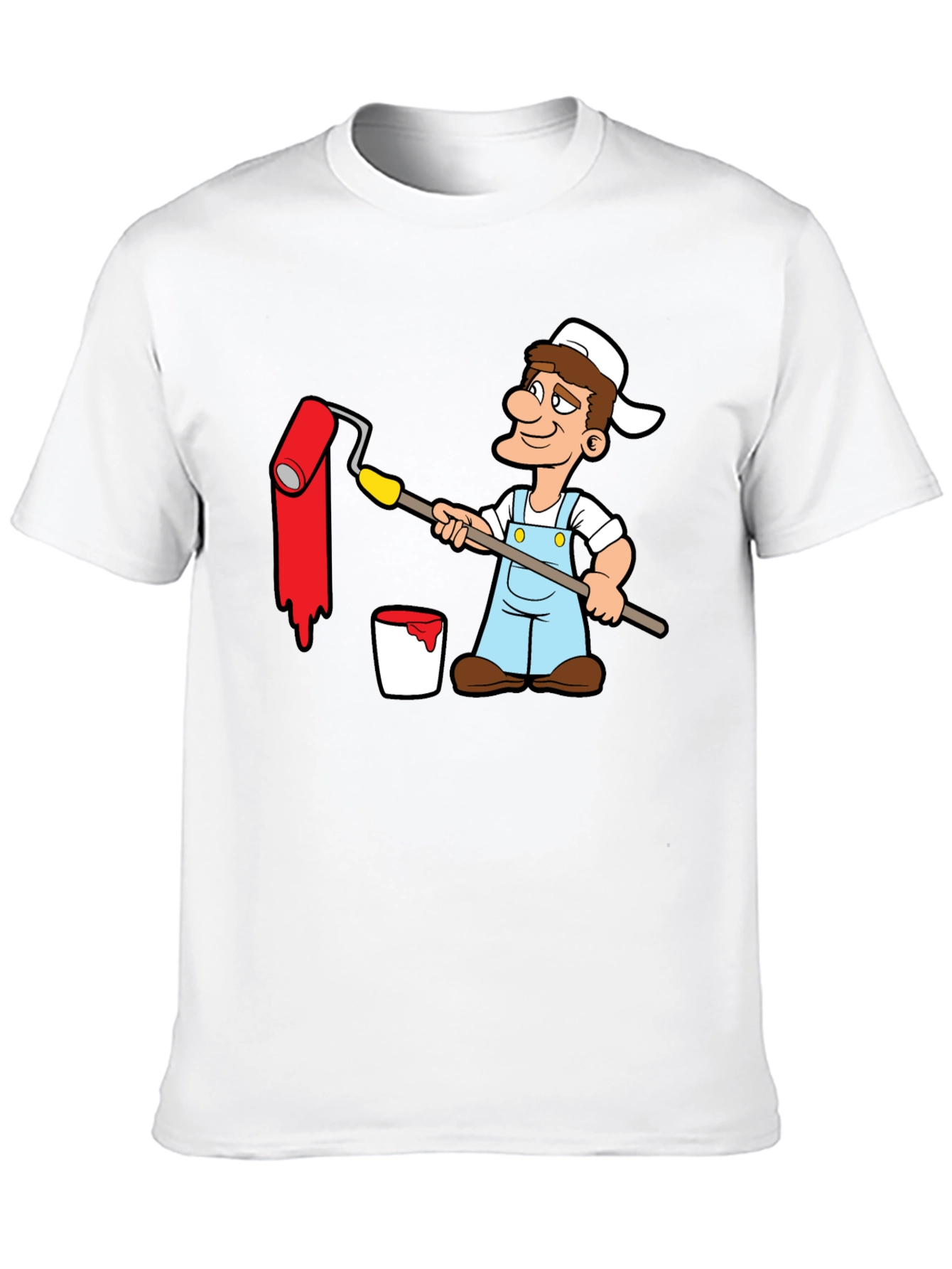 Painter Cartoon Graphic T-Shirt - Black