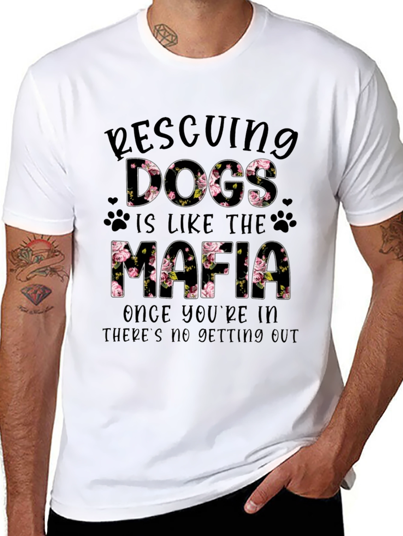 Rescuing Dogs Mafia Floral T-Shirt