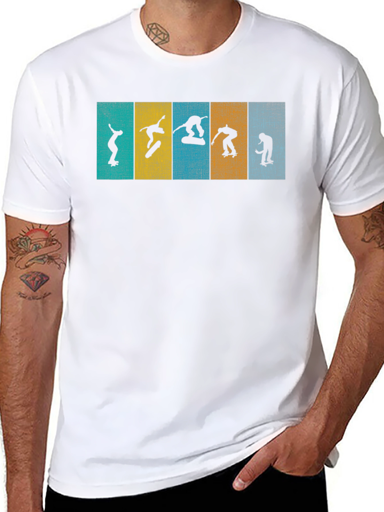 Skateboarder Silhouette Graphic Tee - Black