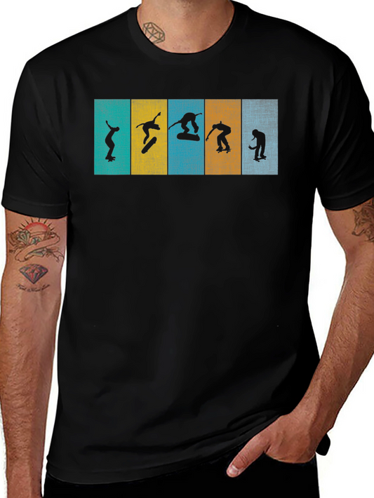 Skateboarder Silhouette Graphic Tee - Black