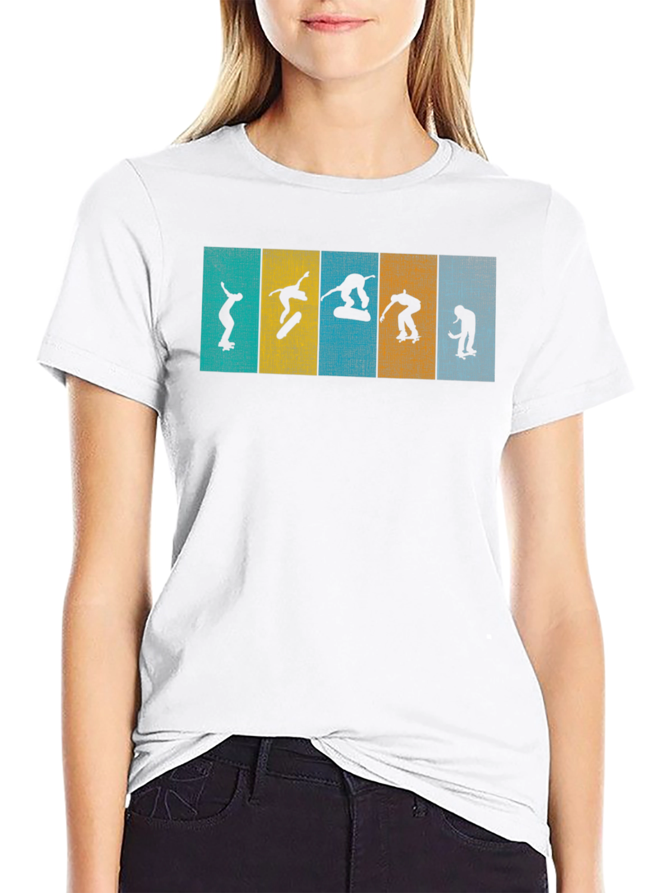 Skateboarder Silhouette Graphic Tee - Black