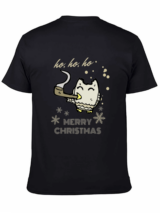 Merry Christmas Owl Smoking Pipe T-Shirt