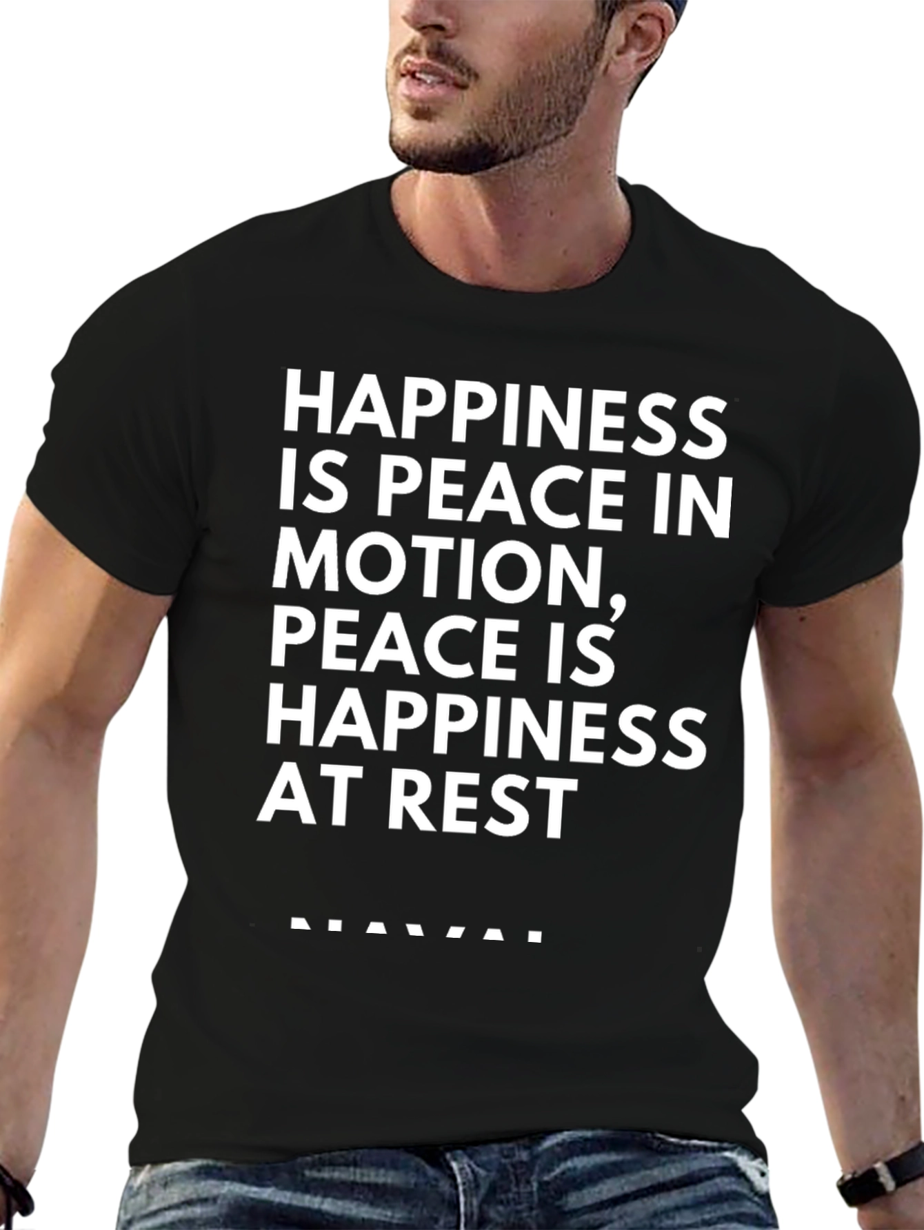 Happiness Peace Motion T-Shirt - Black Cotton