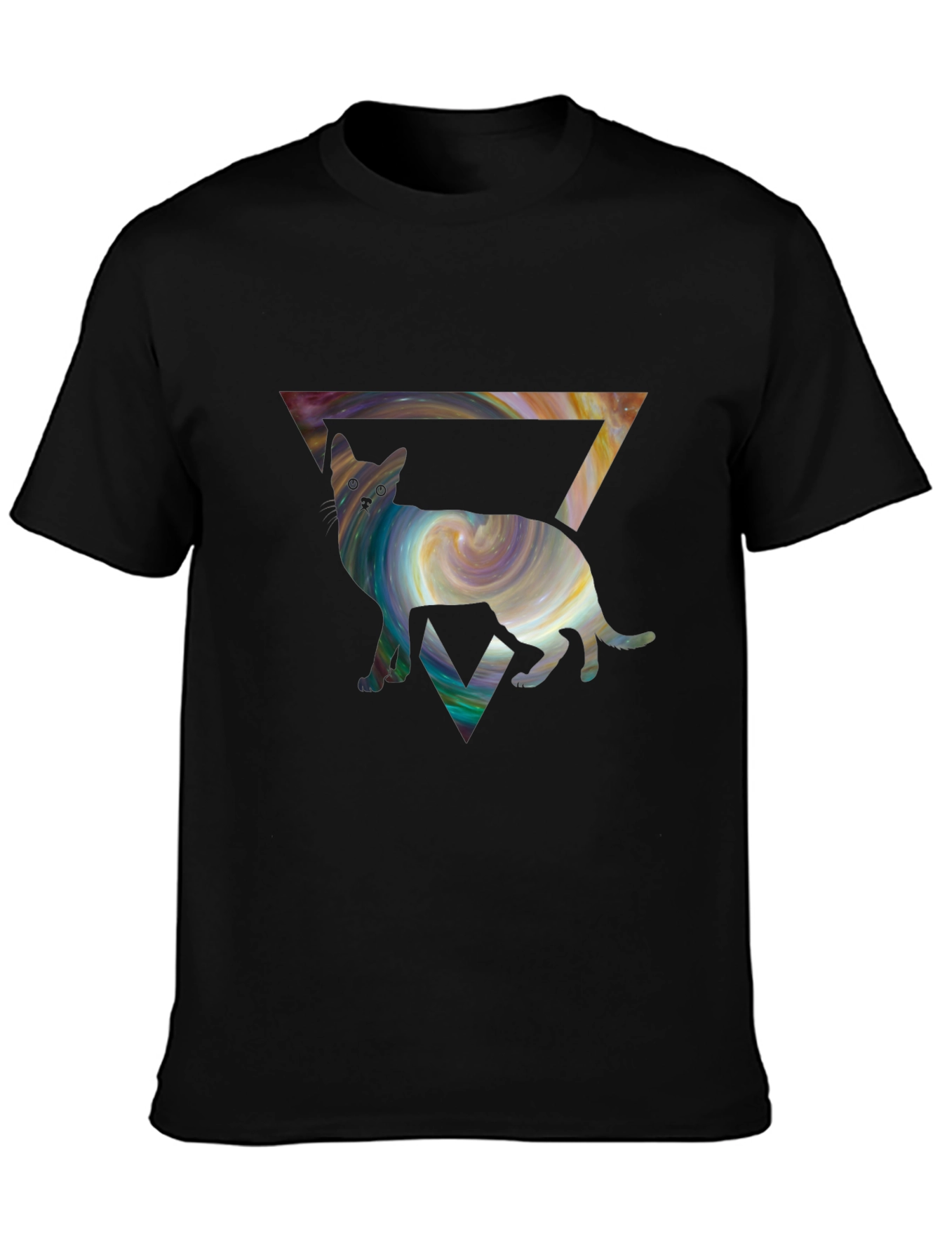 Cosmic Cat Triangle T-Shirt - Unique Graphic Tee