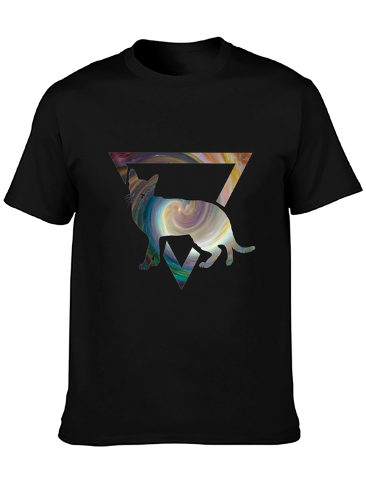Cosmic Cat Triangle T-Shirt - Unique Graphic Tee