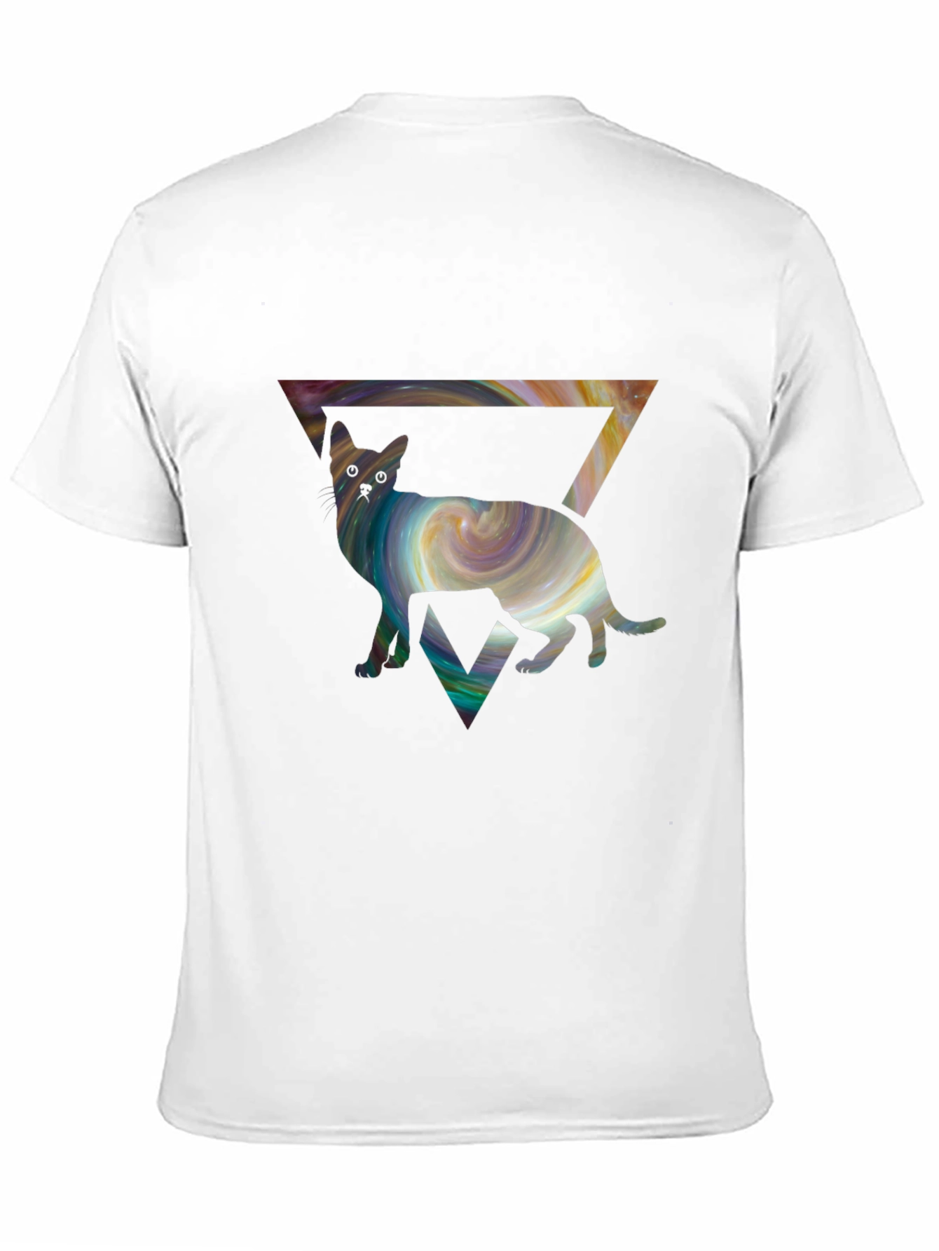 Cosmic Cat Triangle T-Shirt - Unique Graphic Tee