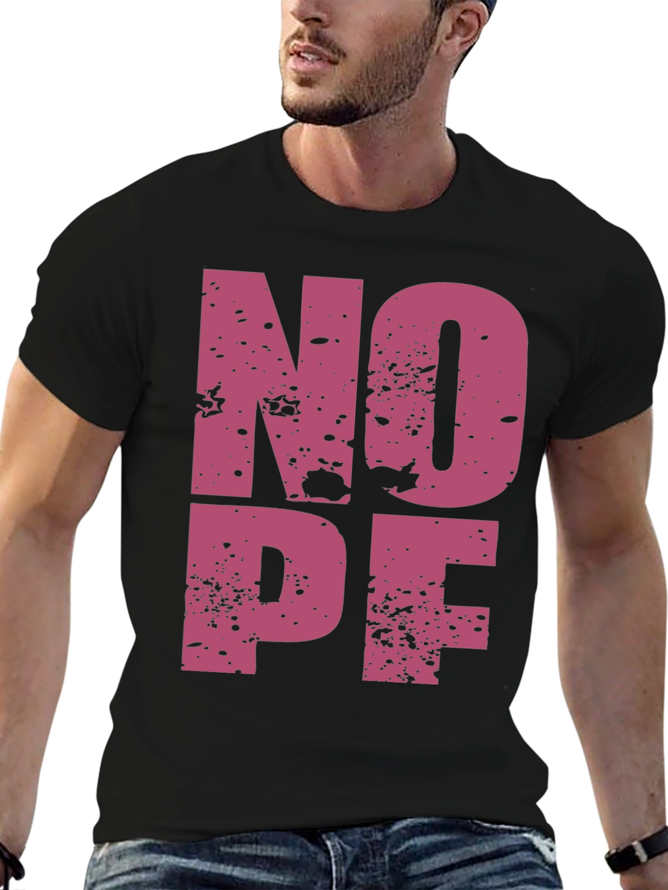 NOPE Graphic T-Shirt - Casual Crew Neck Tee