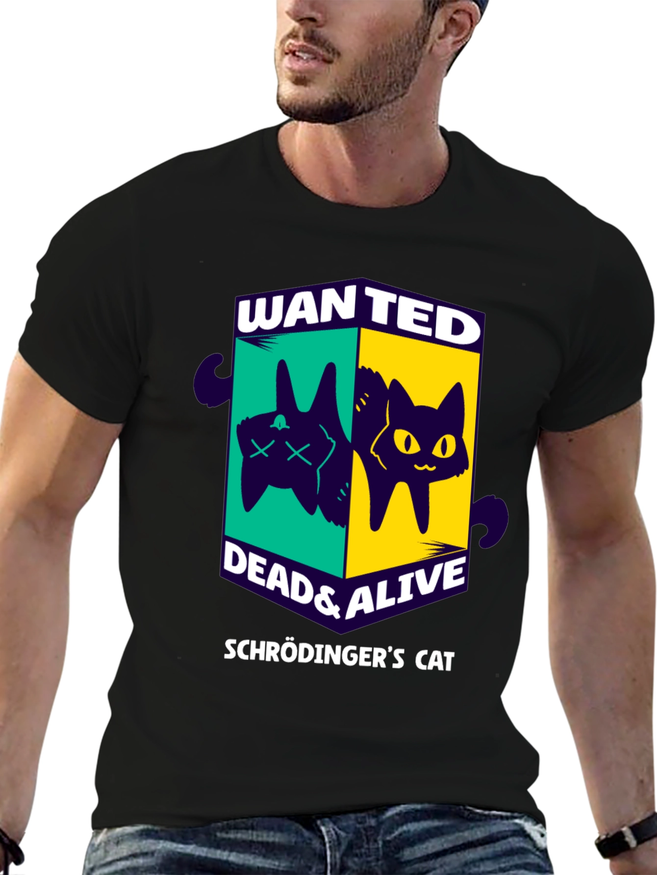 Schrödingers Cat Wanted T-Shirt - Dead & Alive
