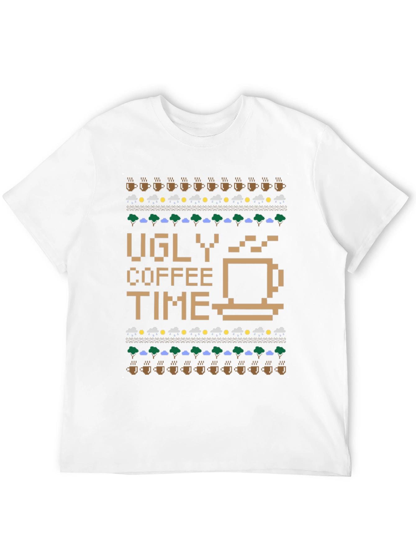 Ugly Coffee Time Knit Pattern Graphic Tee