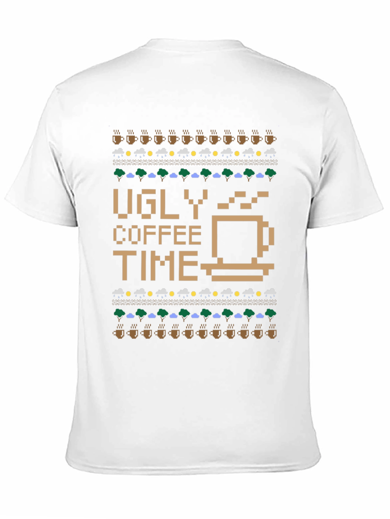 Ugly Coffee Time Knit Pattern Graphic Tee