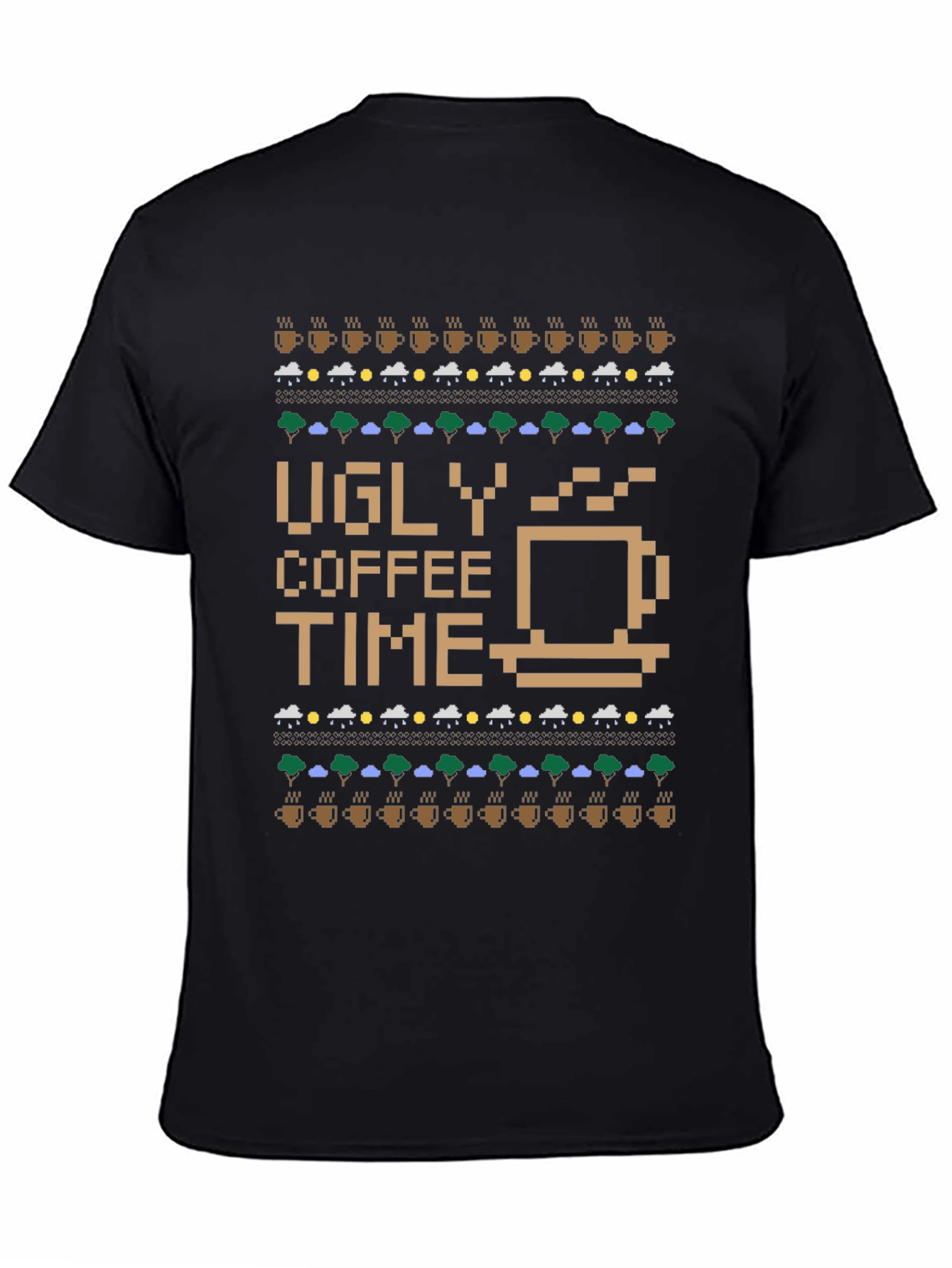 Ugly Coffee Time Knit Pattern Graphic Tee