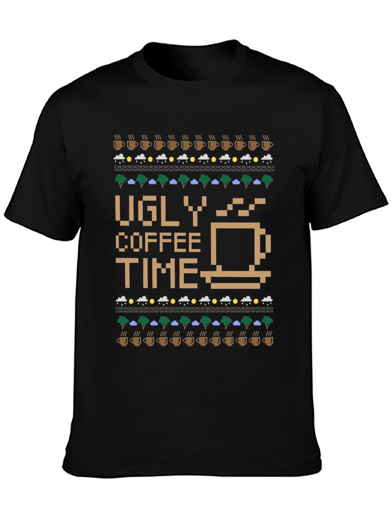 Ugly Coffee Time Knit Pattern Graphic Tee