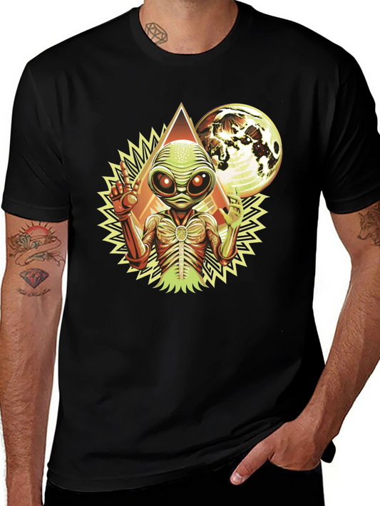 Alien Graphic Tee - Black Cotton Blend