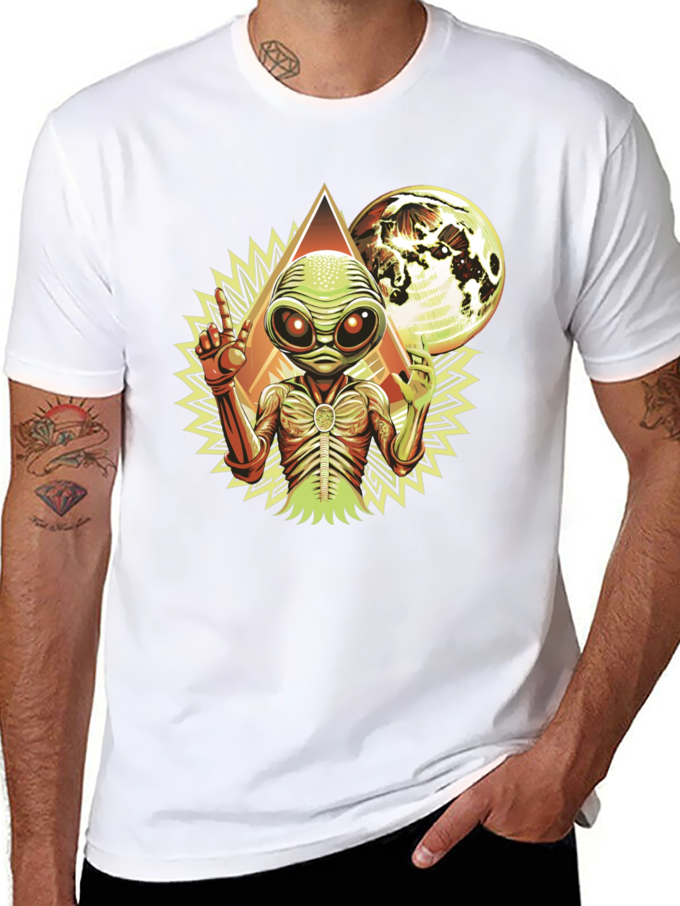 Alien Graphic Tee - Black Cotton Blend