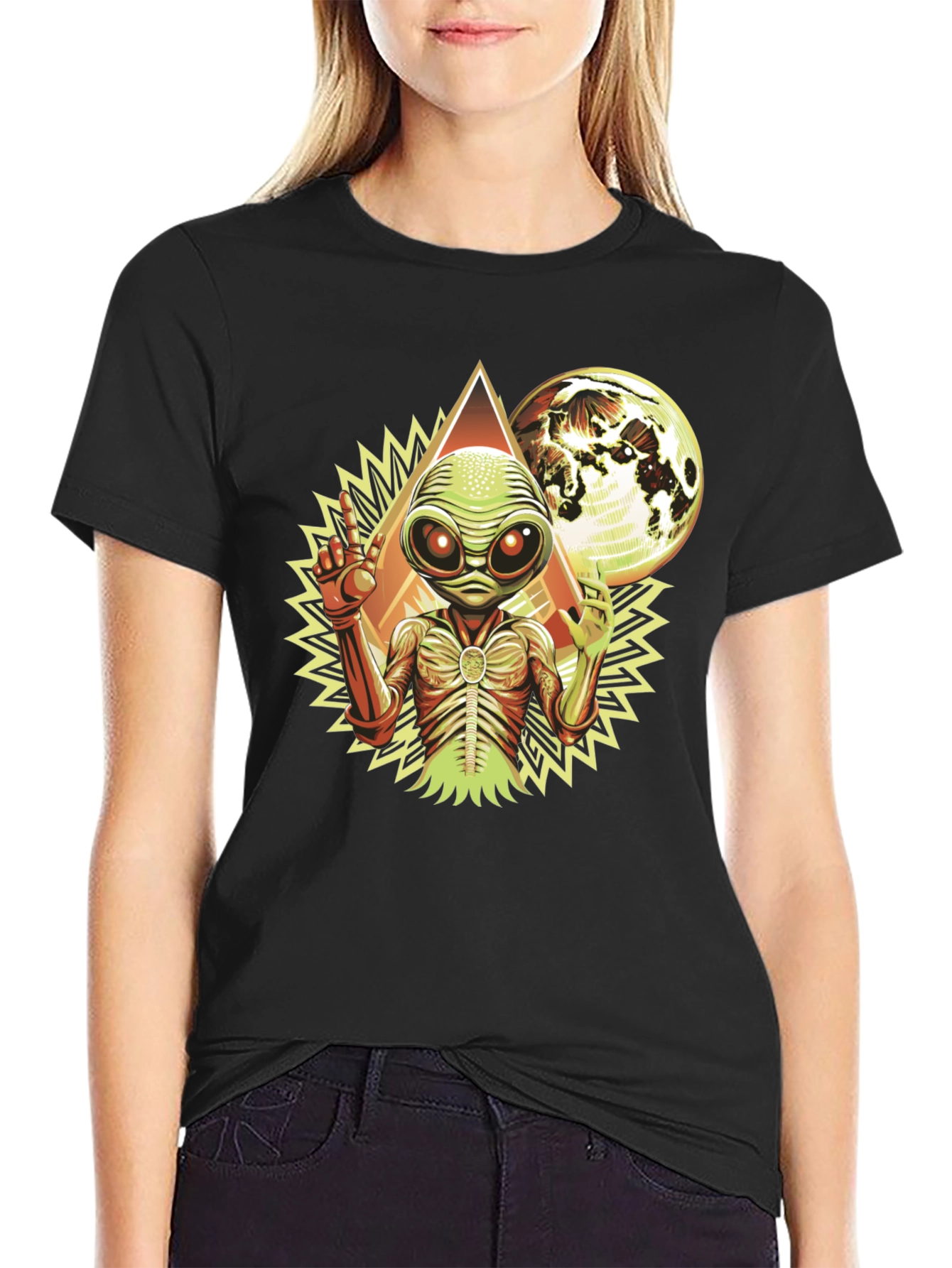 Alien Graphic Tee - Black Cotton Blend