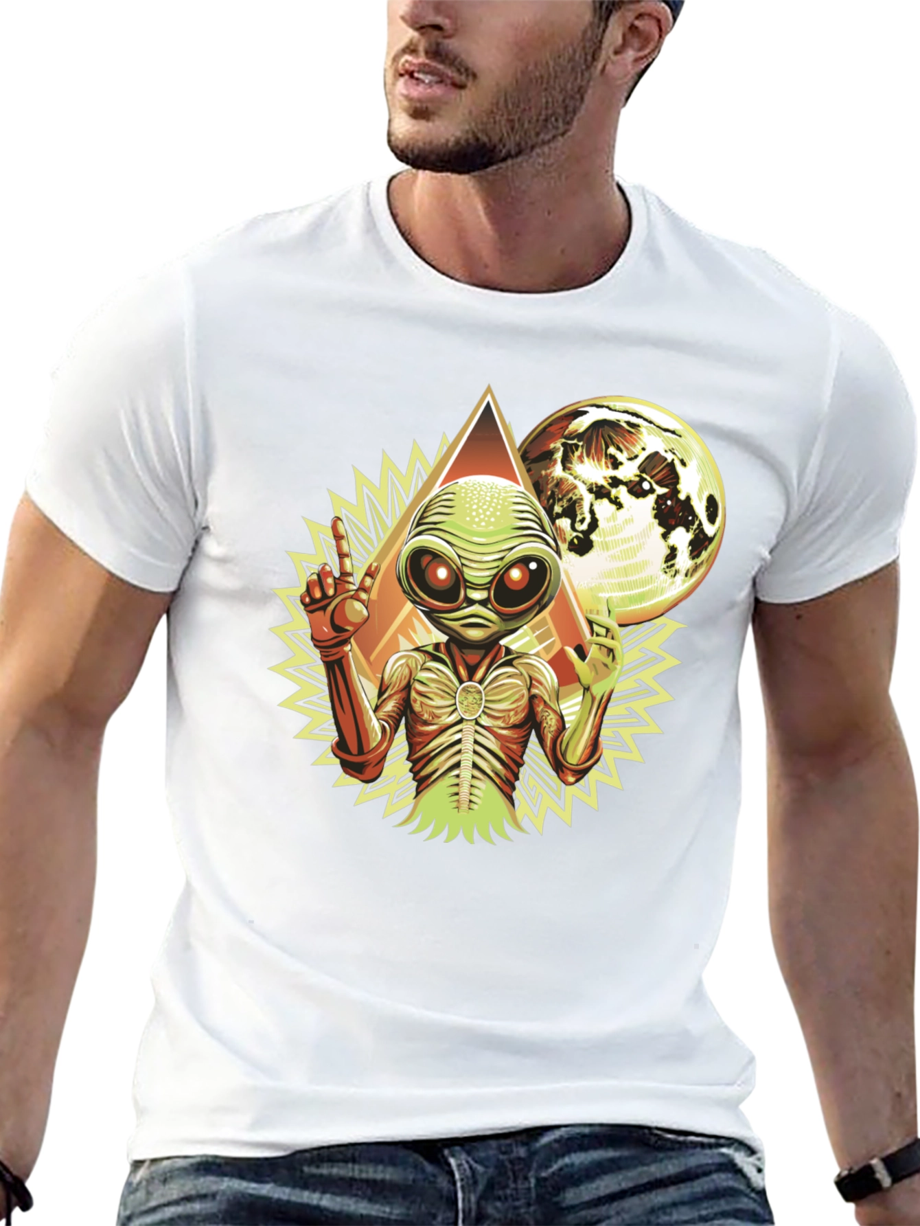 Alien Graphic Tee - Black Cotton Blend