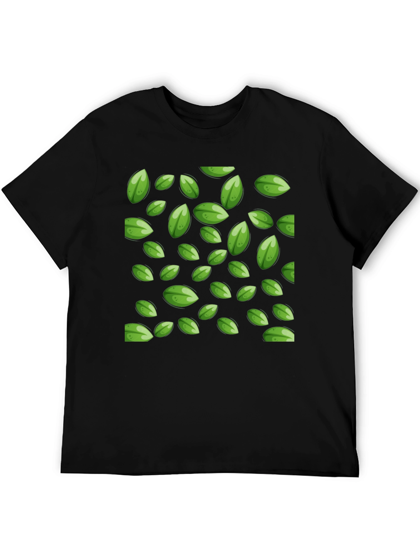 Leaf Pattern Black T-Shirt