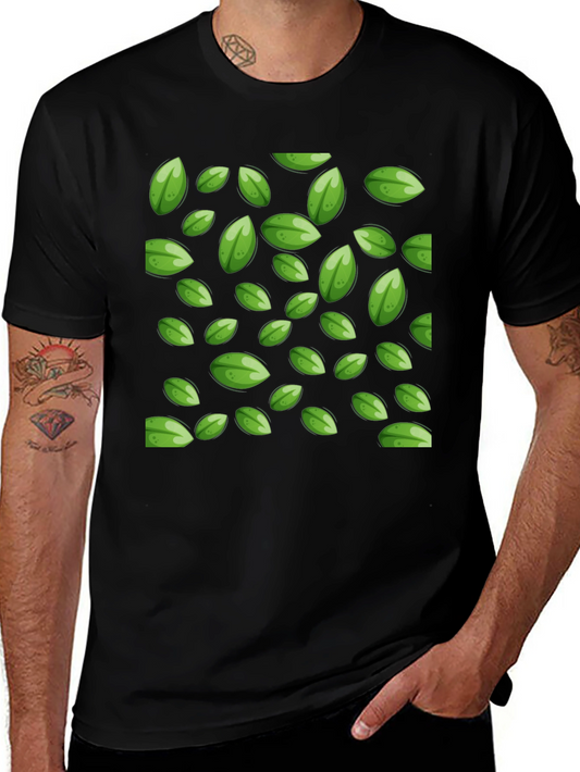 Leaf Pattern Black T-Shirt