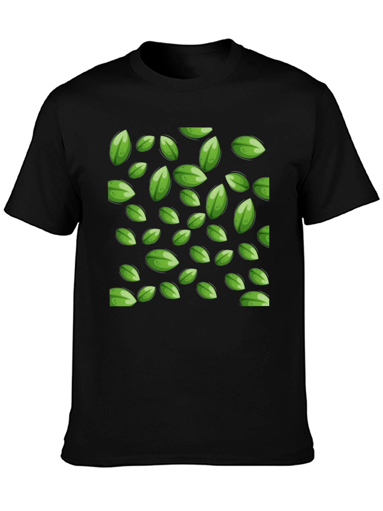 Leaf Pattern Black T-Shirt