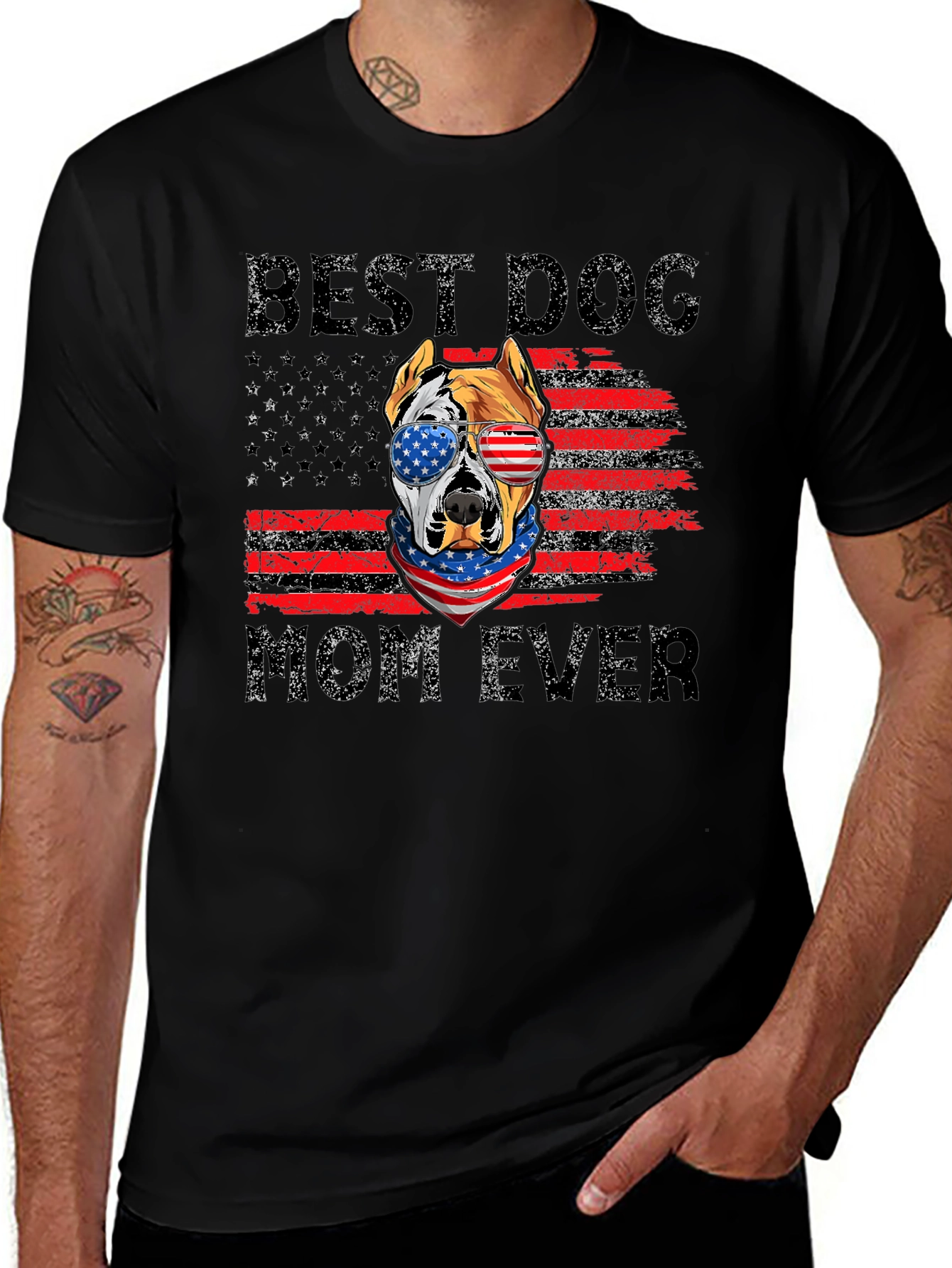 Best Dog Mom Ever Patriotic Graphic Tee
