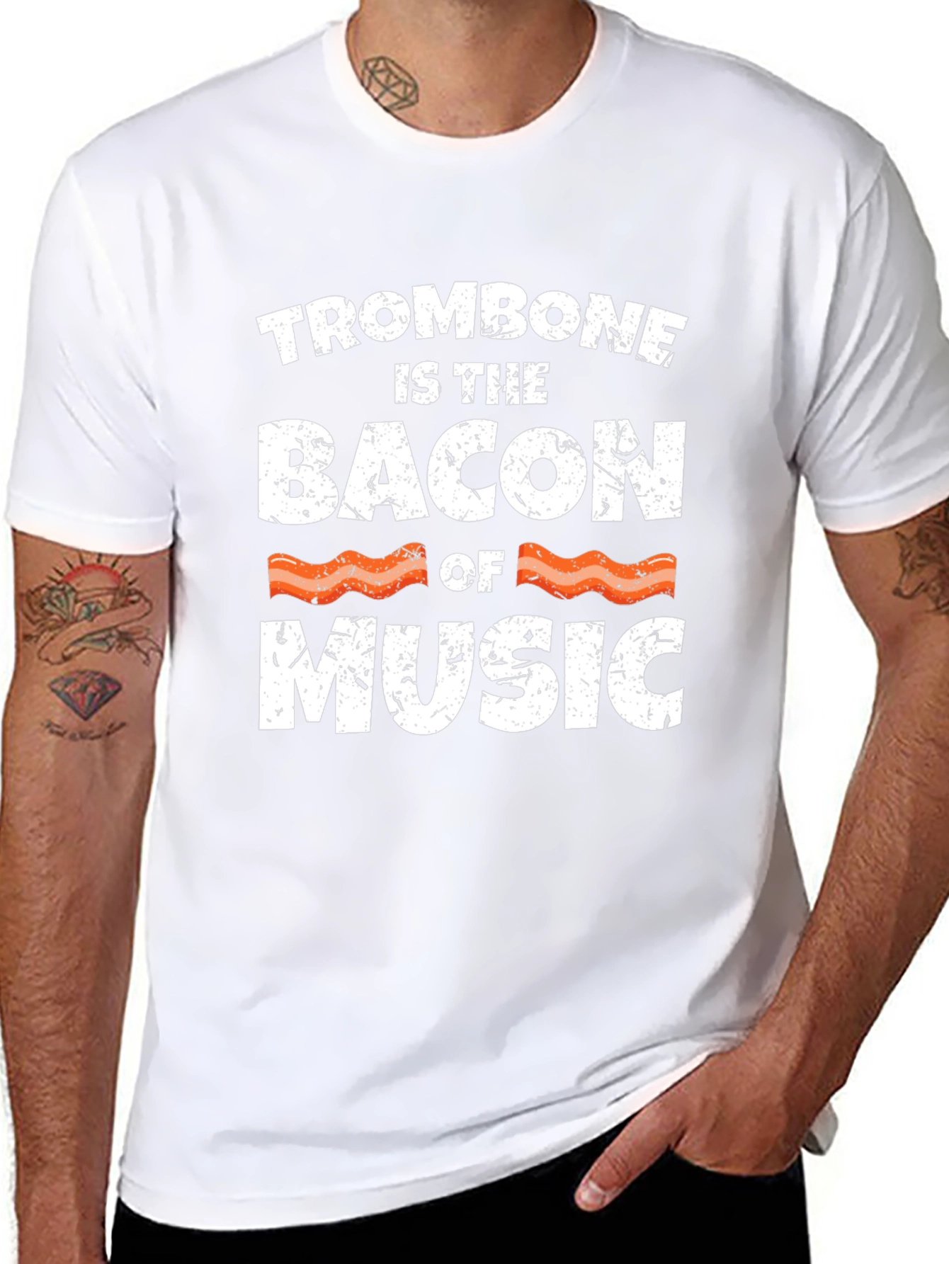Trombone is the Bacon of Music Black T-Shirt
