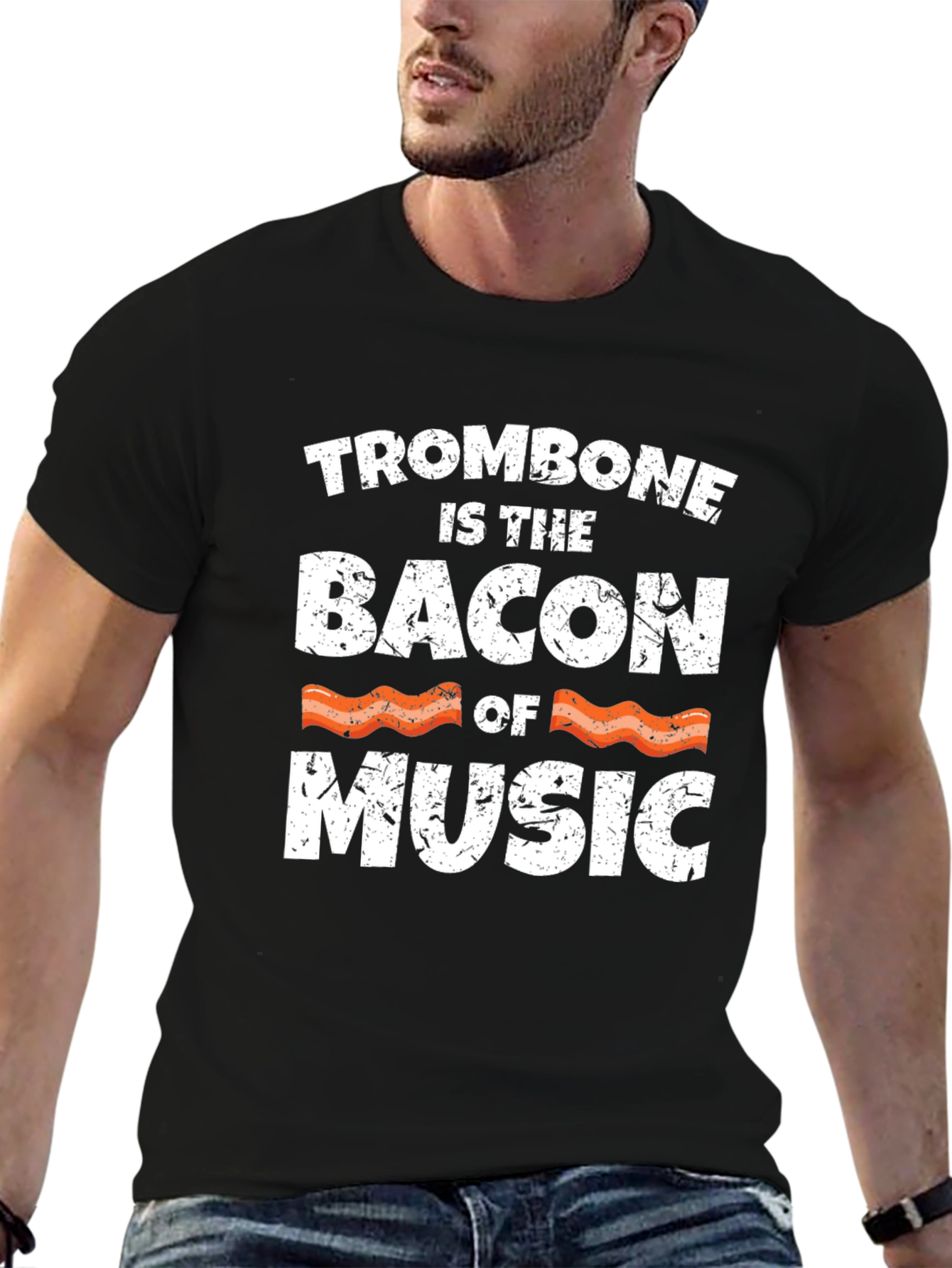 Trombone is the Bacon of Music Black T-Shirt