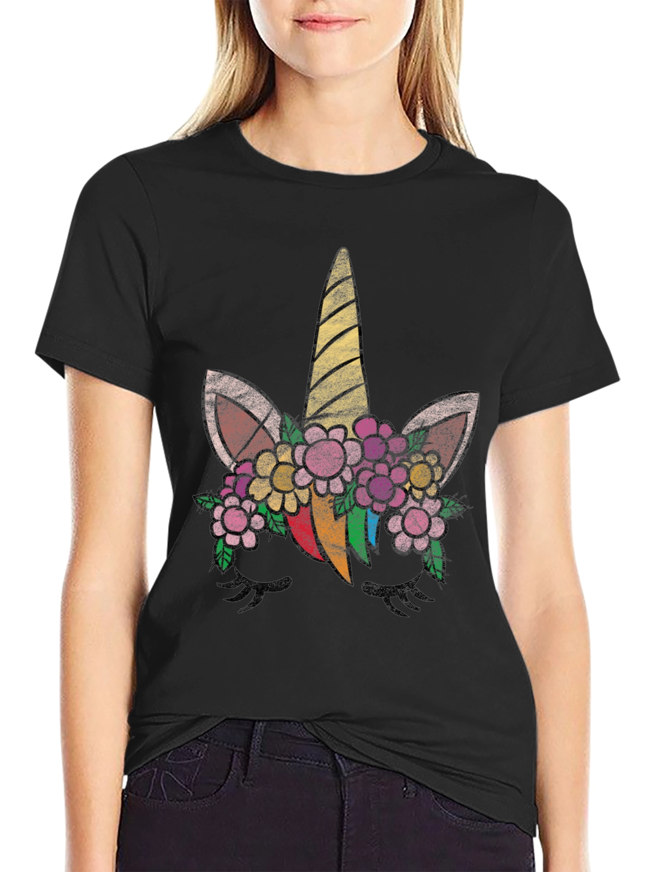 Unicorn Flower Graphic T-Shirt