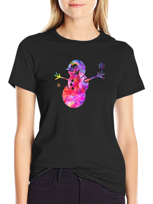 Watercolor Snowman T-Shirt - Festive Holiday Tee