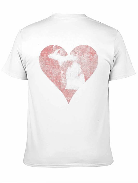 Michigan Love Heart Graphic Tee - Distressed Print