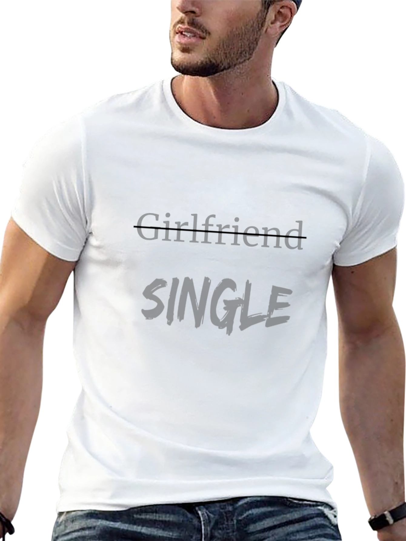Single Graphic Tee - Black Crew Neck T-Shirt