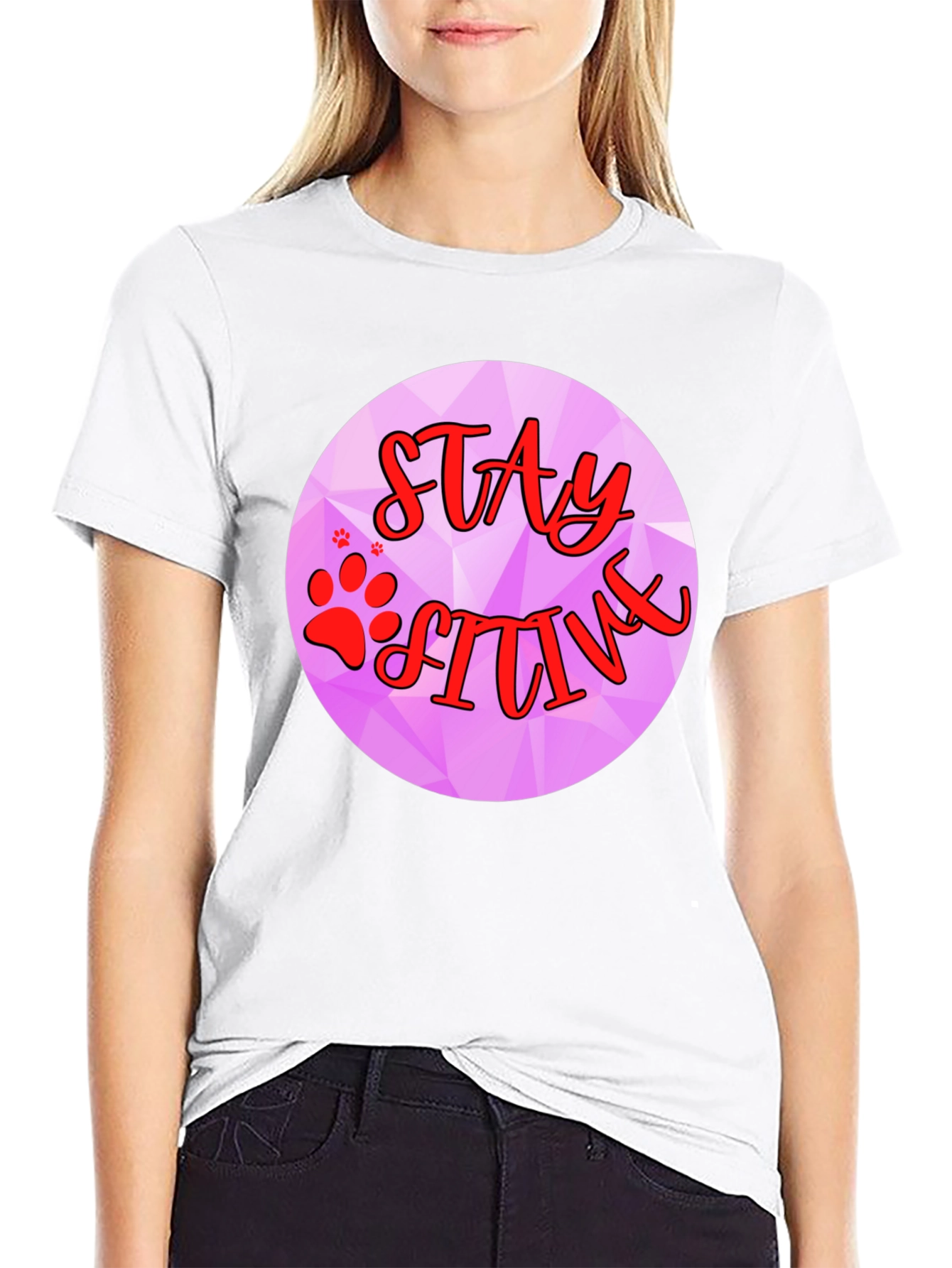 Stay Pawsitive Graphic T-Shirt