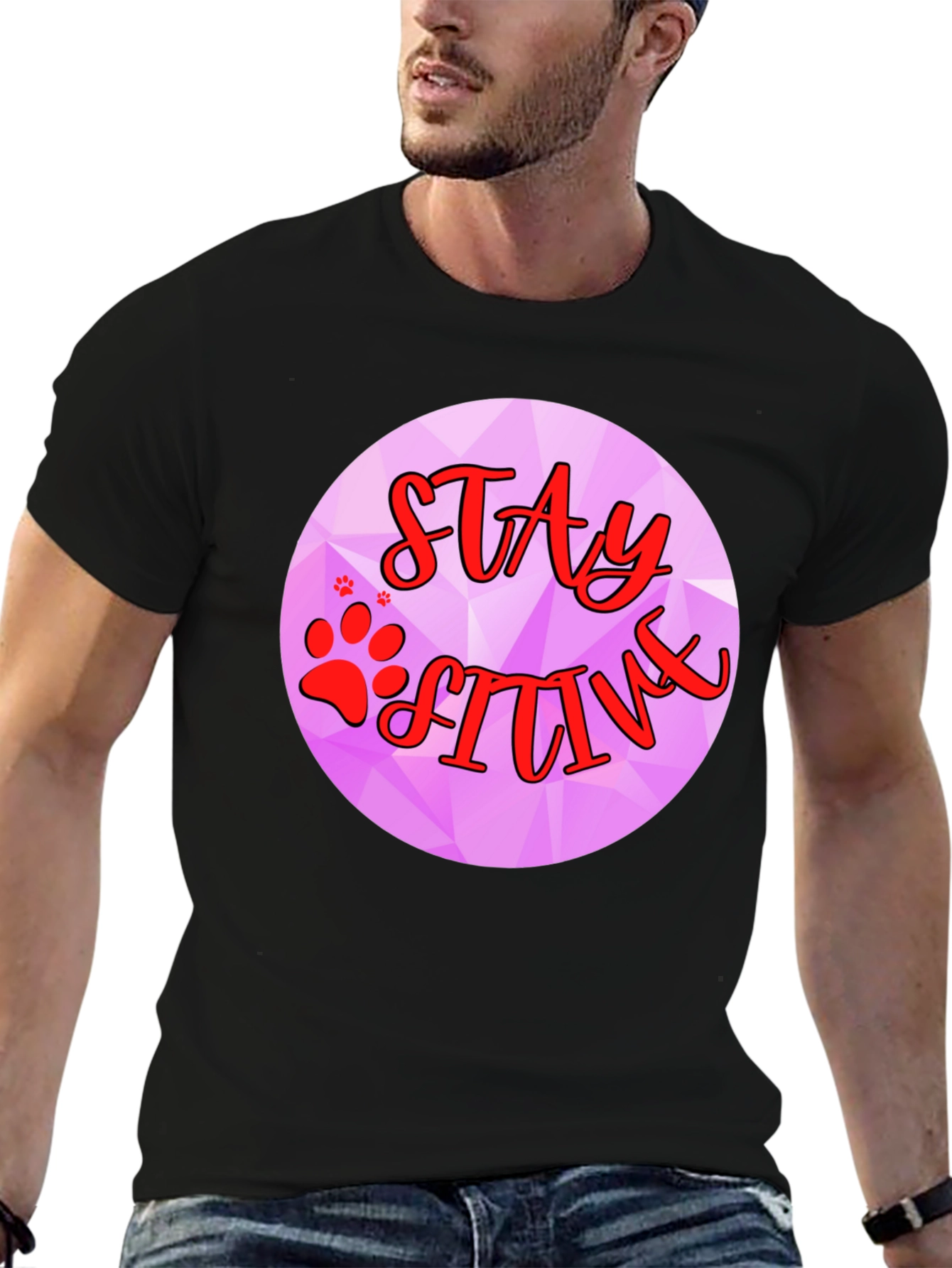 Stay Pawsitive Graphic T-Shirt