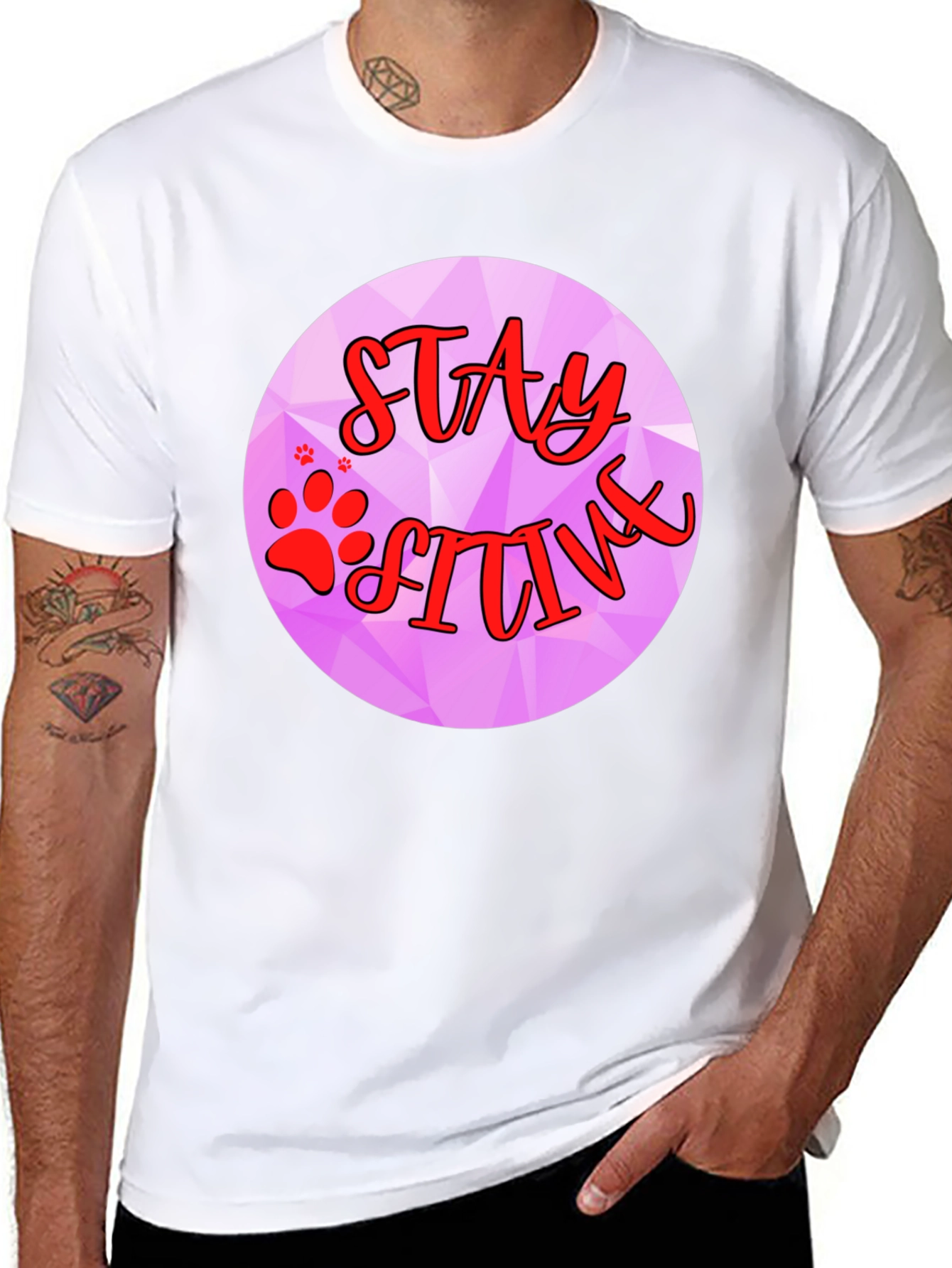 Stay Pawsitive Graphic T-Shirt
