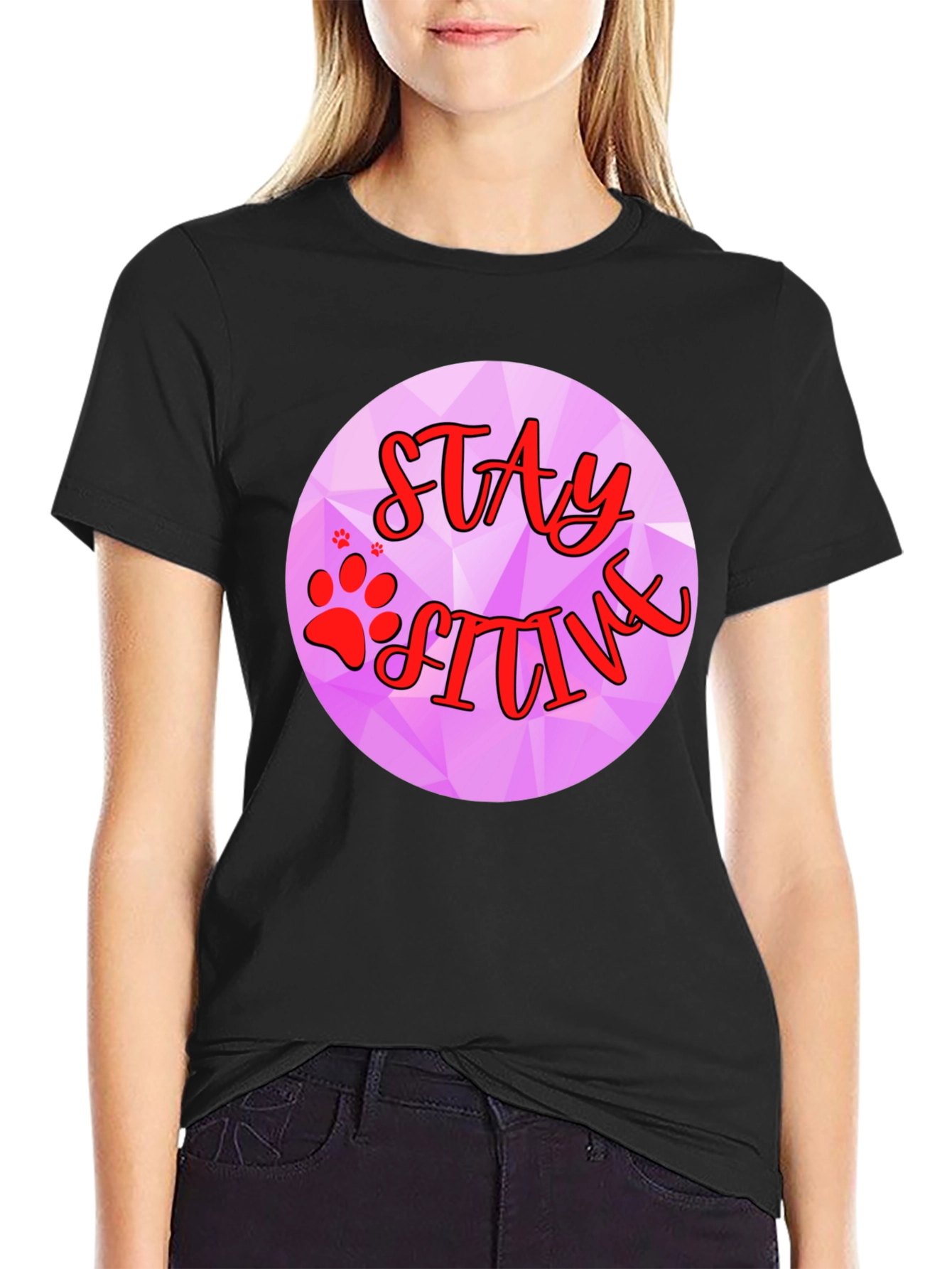 Stay Pawsitive Graphic T-Shirt