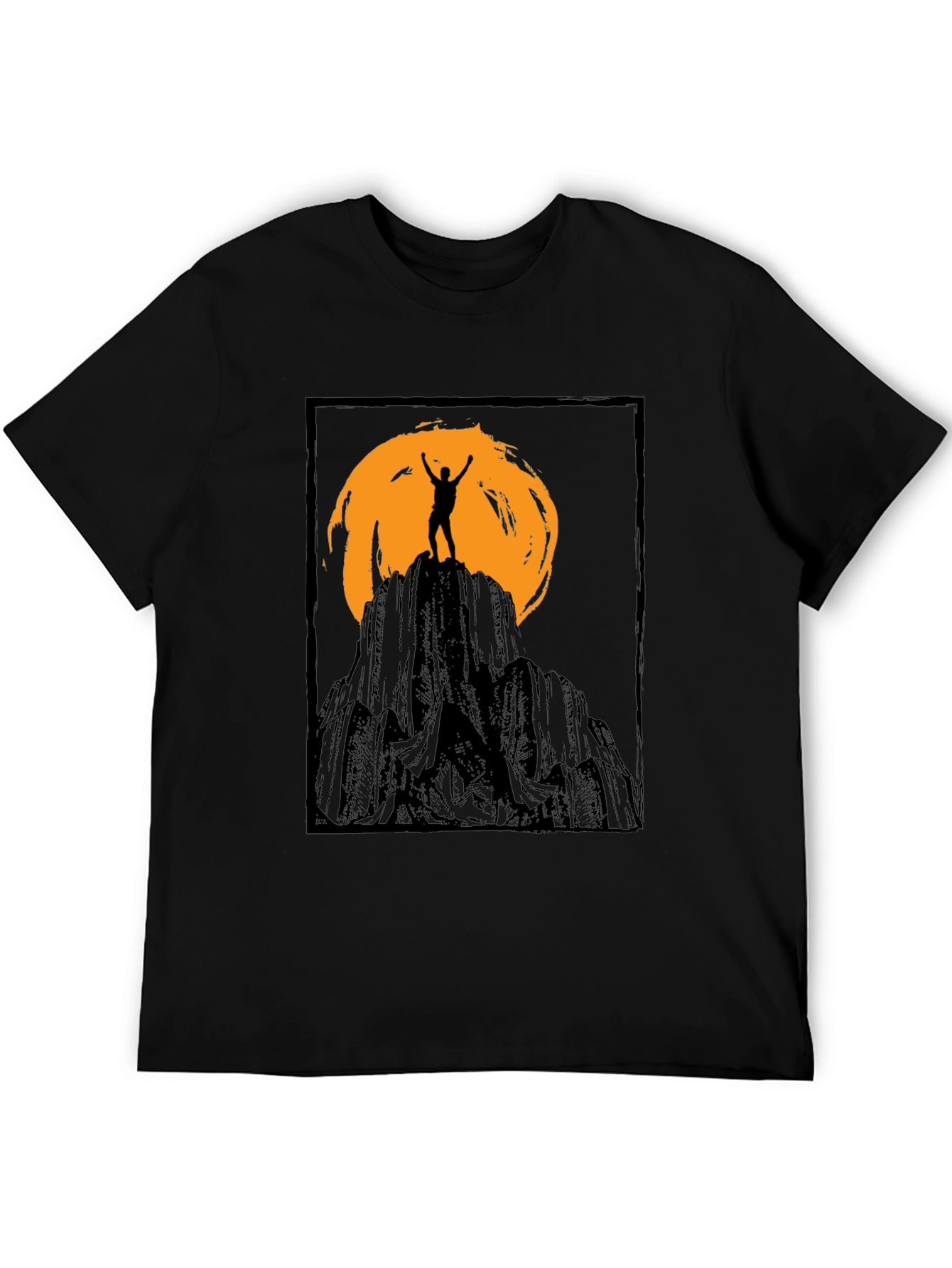Mountain Climber Silhouette Graphic Tee - Black