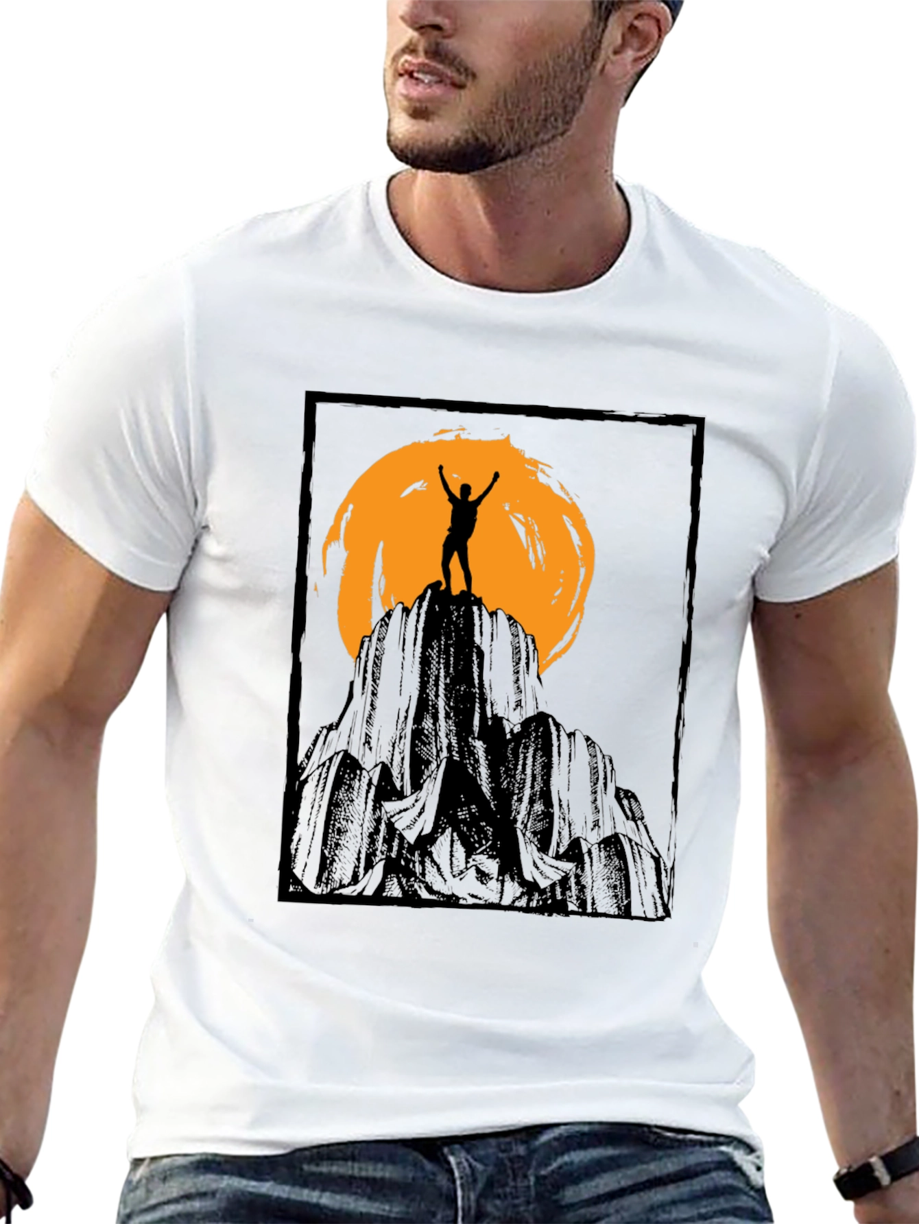 Mountain Climber Silhouette Graphic Tee - Black