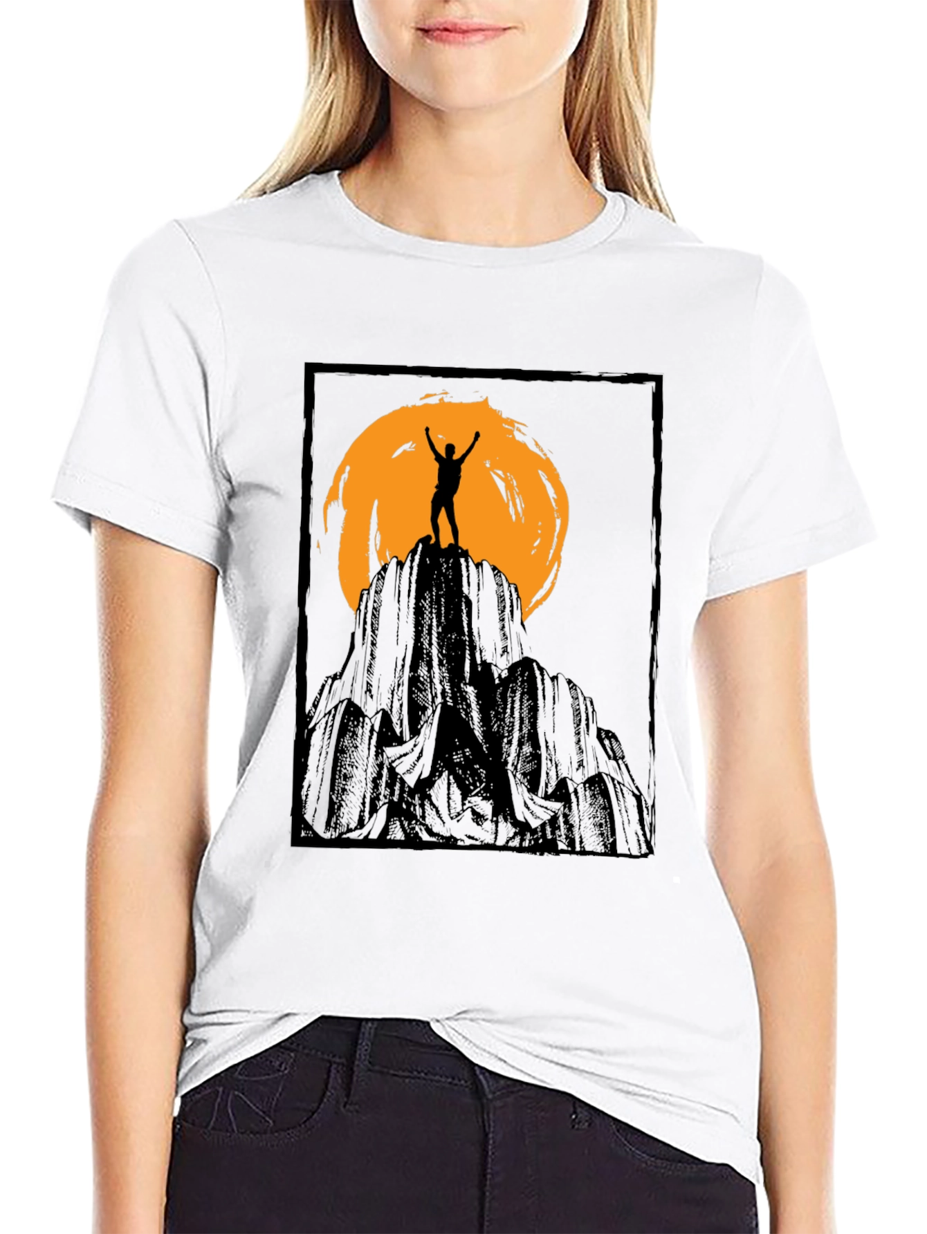 Mountain Climber Silhouette Graphic Tee - Black