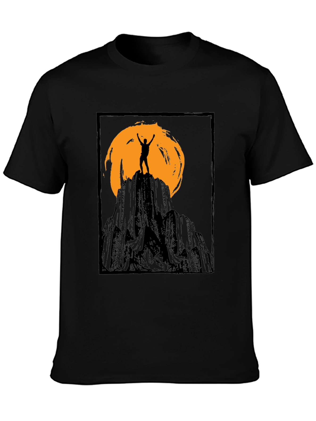 Mountain Climber Silhouette Graphic Tee - Black