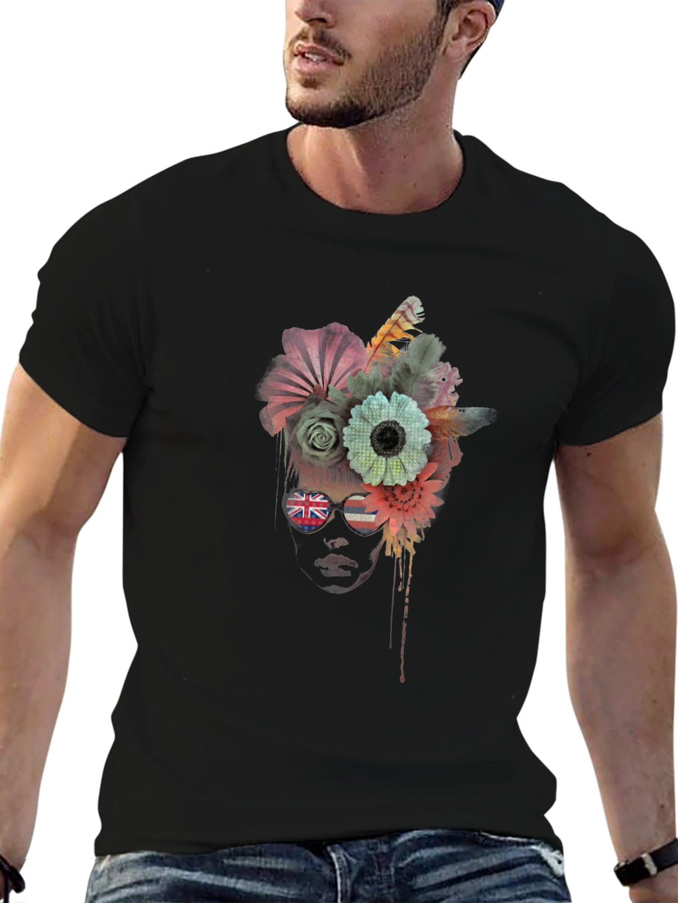 Floral Crown Graphic Tee - Unique Artistic Design