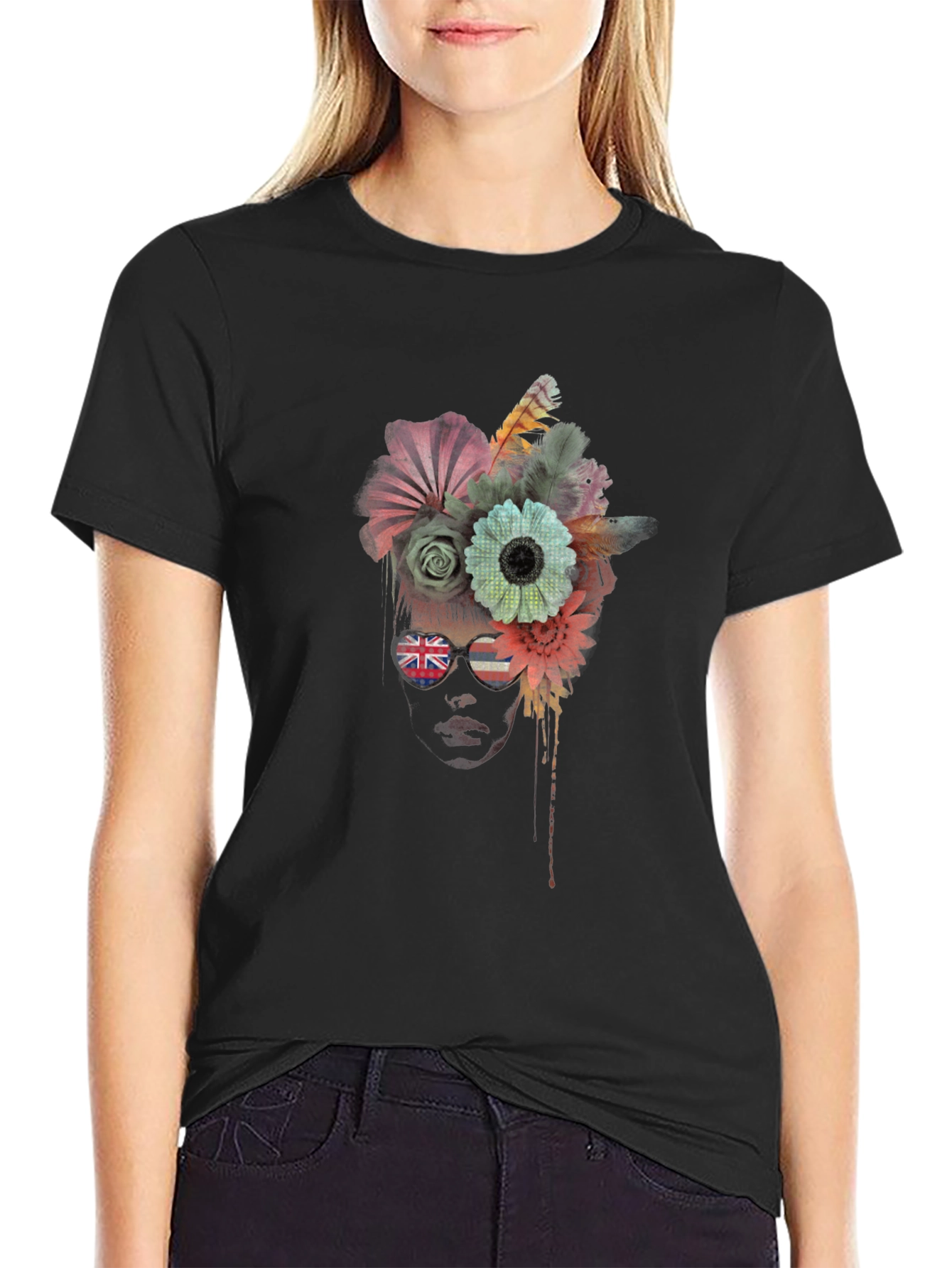 Floral Crown Graphic Tee - Unique Artistic Design