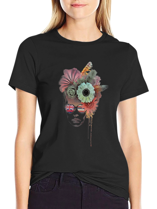 Floral Crown Graphic Tee - Unique Artistic Design