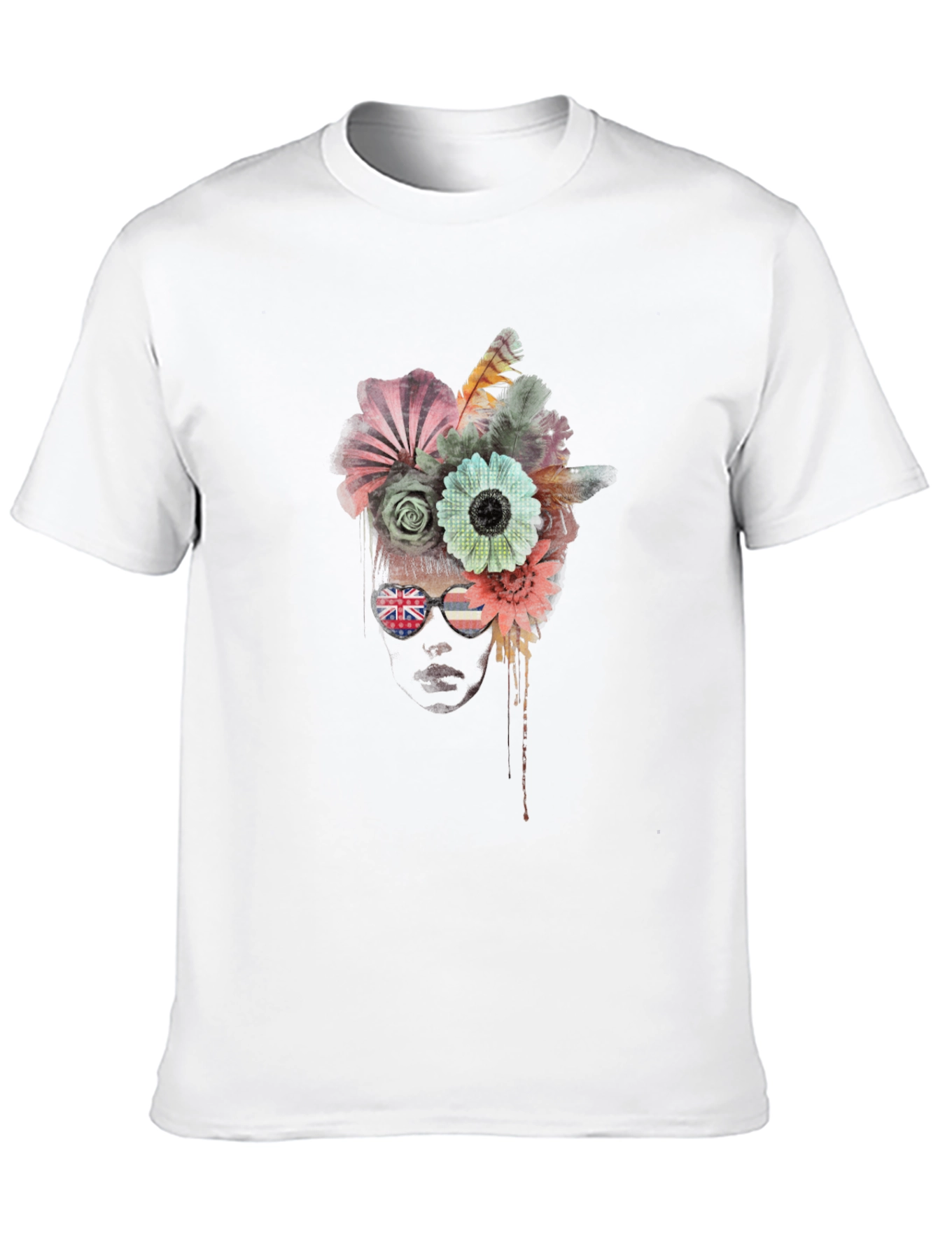Floral Crown Graphic Tee - Unique Artistic Design