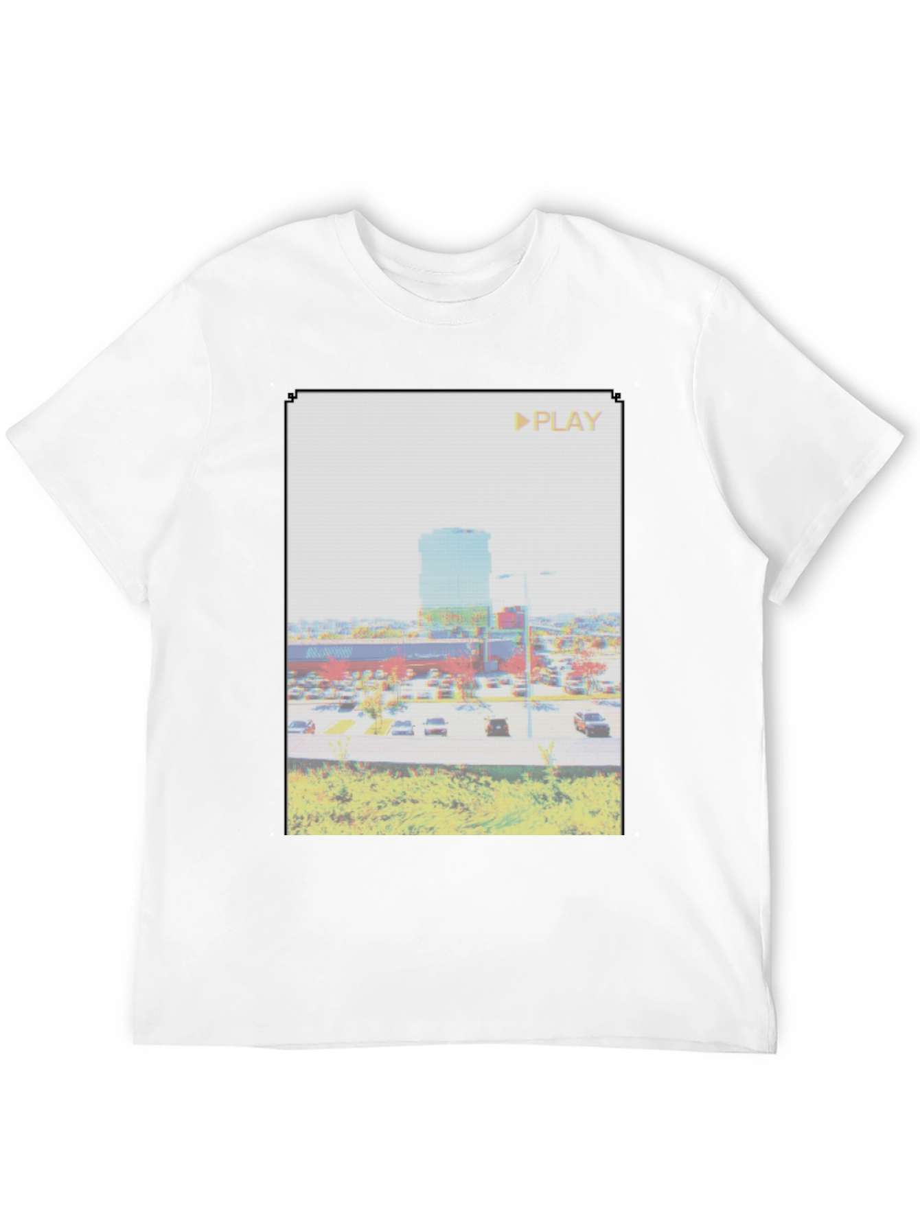 Glitch Art Mall T-Shirt - Retro Aesthetic Tee