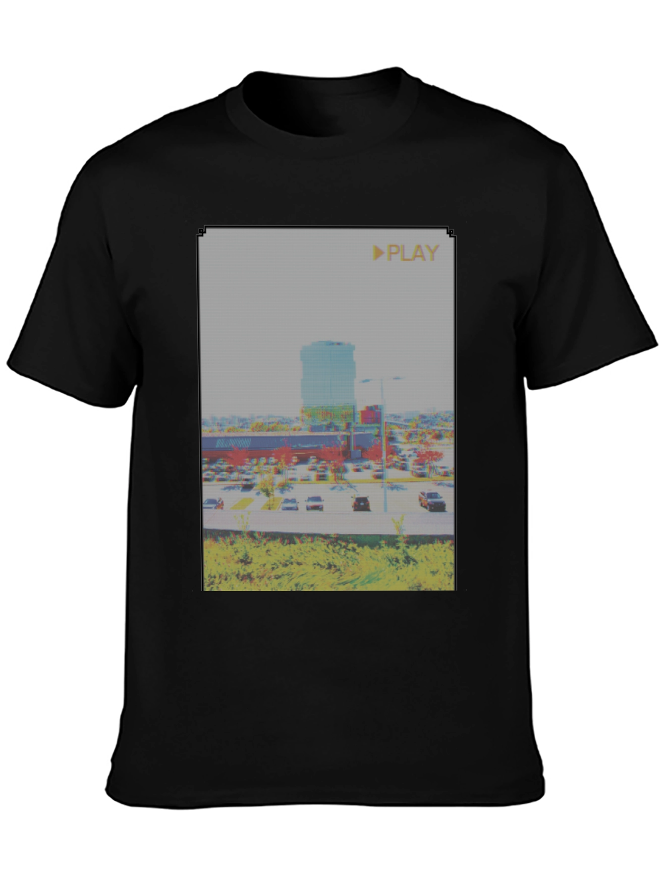 Glitch Art Mall T-Shirt - Retro Aesthetic Tee