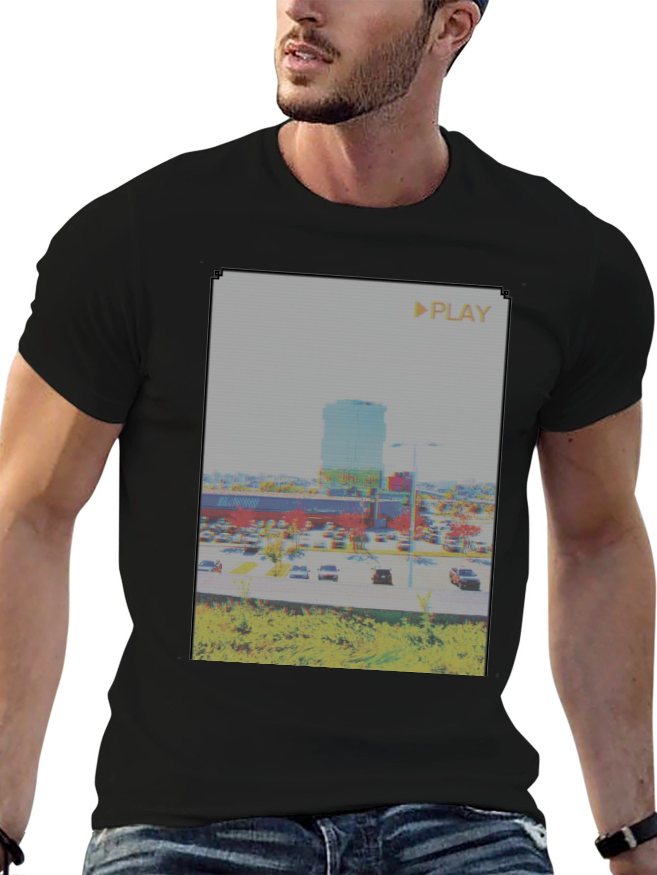 Glitch Art Mall T-Shirt - Retro Aesthetic Tee