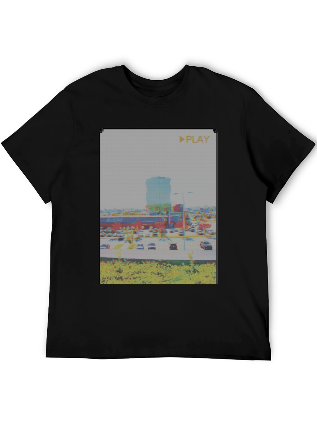 Glitch Art Mall T-Shirt - Retro Aesthetic Tee