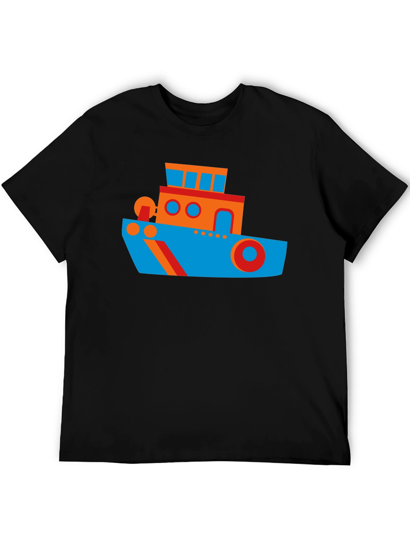 Cartoon Boat Graphic Tee - Casual Cotton Shirt