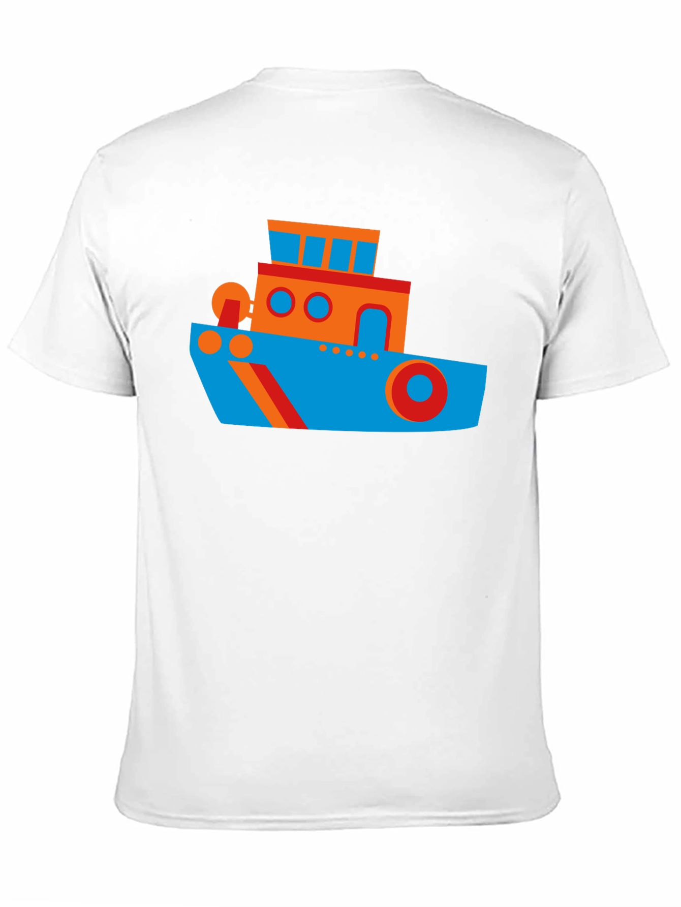 Cartoon Boat Graphic Tee - Casual Cotton Shirt