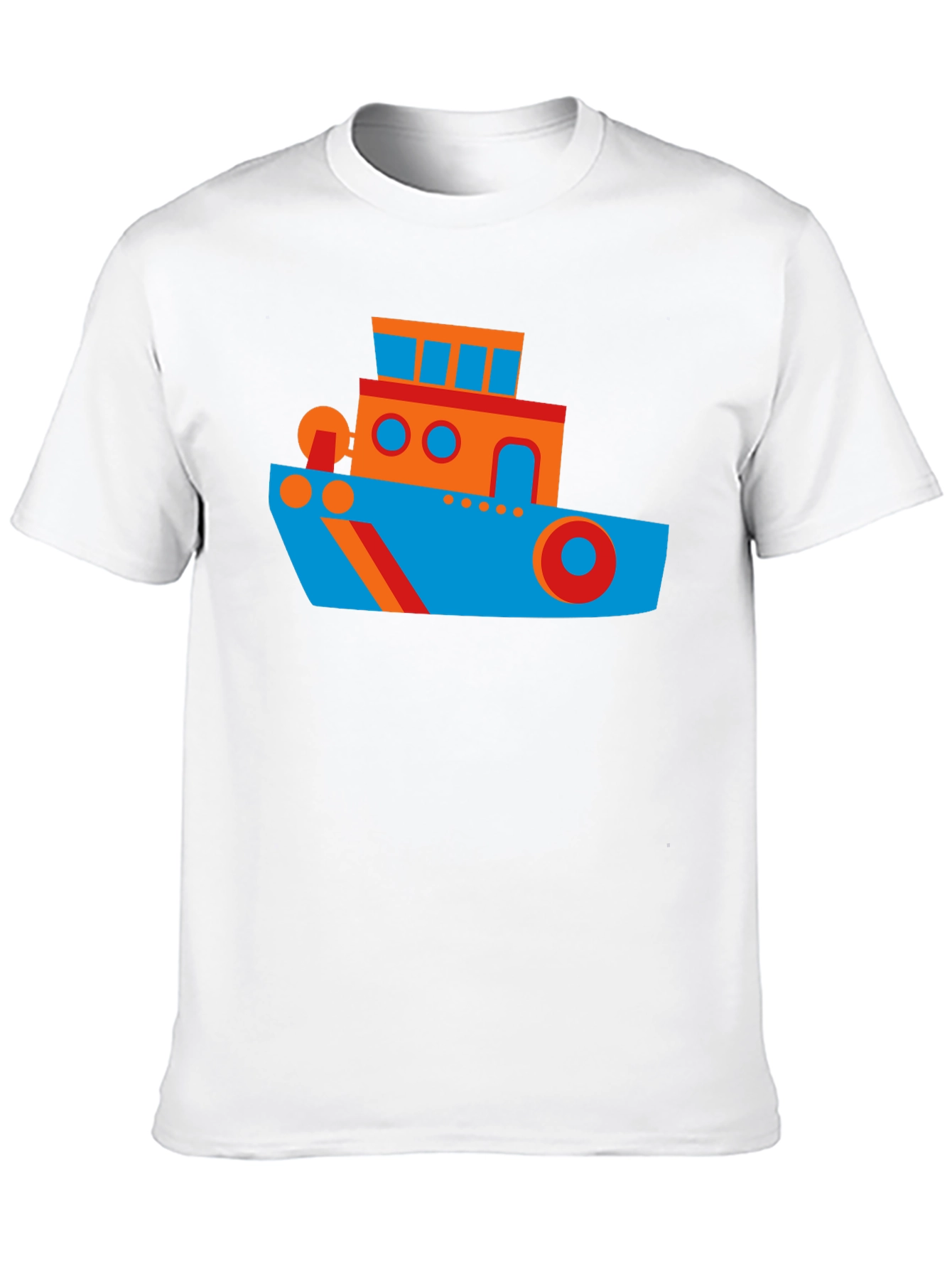 Cartoon Boat Graphic Tee - Casual Cotton Shirt