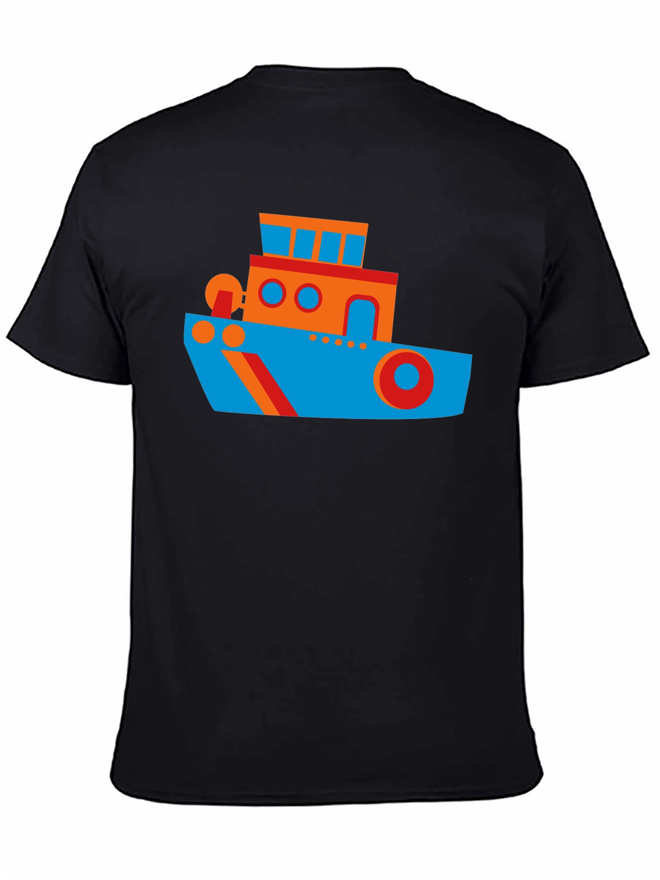 Cartoon Boat Graphic Tee - Casual Cotton Shirt